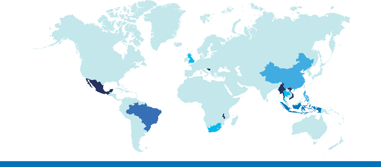 World map of NHSC partner countries