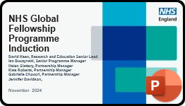 Image of front page, NHS Global Fellowships Induction Dec 2024