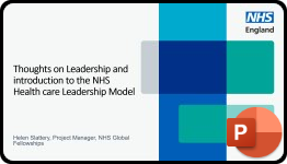 Image of front page, Introduction to the NHS Healthcare Leadership Model